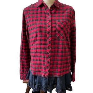 BDG Flannel with Ruffle Lace Hem